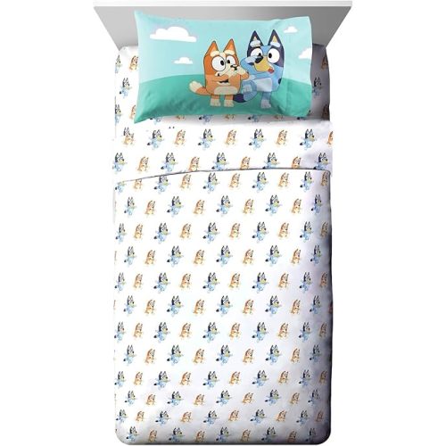 Jay Franco Bluey & Bingo Twin Size Sheet Set - 3 Piece Set Super Soft and Cozy Kid’s Bedding - Fade Resistant Microfiber Sheets (Official Bluey Product)