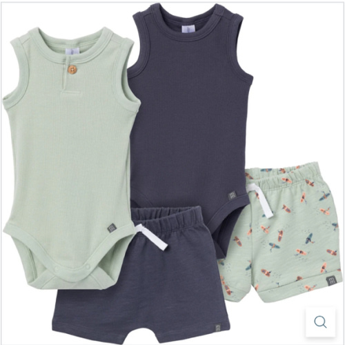 4-Piece Baby Boys Green & Navy Bodysuits and Shorts Set – Gerber Childrenswear