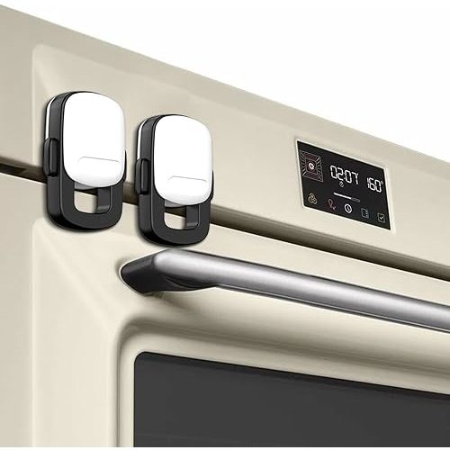 Baby Proofing Kit, Oven Door Lock Child proof Safety Product for Kitchen, Double Button, Heat-Resistant, Easy to Install (2 Pack,Black)