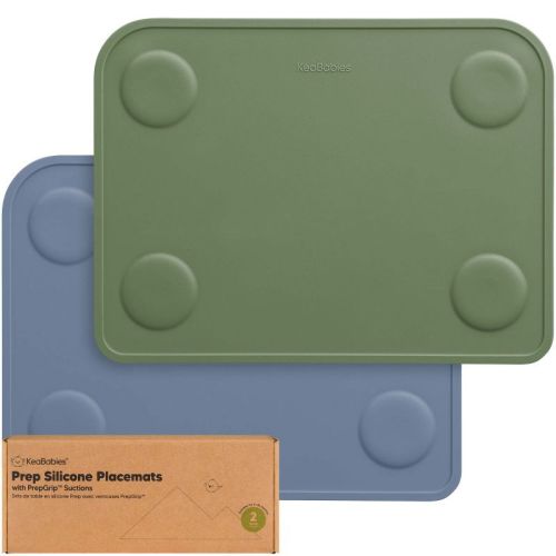 2-Pack Prep Silicone Placemats for Toddlers, Kids, Non Slip Suction Dining Table Baby Placemat, Easy to Clean