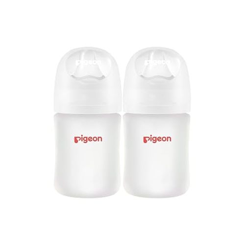 Pigeon Glass Silicone Coating Baby Bottle, Wide Neck, 5 Oz (Pack of 2)