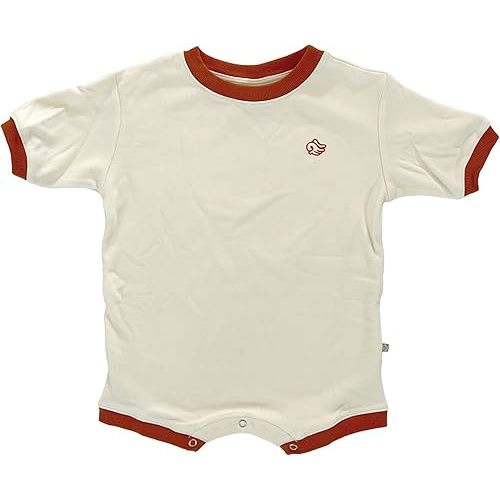 Geneve Oversized Brushed Jersey Romper - Angel Wing Embroidery - Cozy - 40% Rayon/27% Acrylic/25% Cotton/8% Span (Marmalade, 6-12Months)