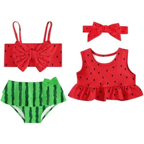 Ahegao 6M-3T Baby Girls Swimsuits for Toddlers Kids 3pcs Bathing Suits Bikini