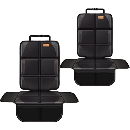 Car Seat Protector, 2 Pack, Thickest Padded 600D Fabric Padding, Waterproof, Durable, Anti Slip Backing, Child Seat Protection, Suitable for Babies, Toddlers, Children（Black 2）