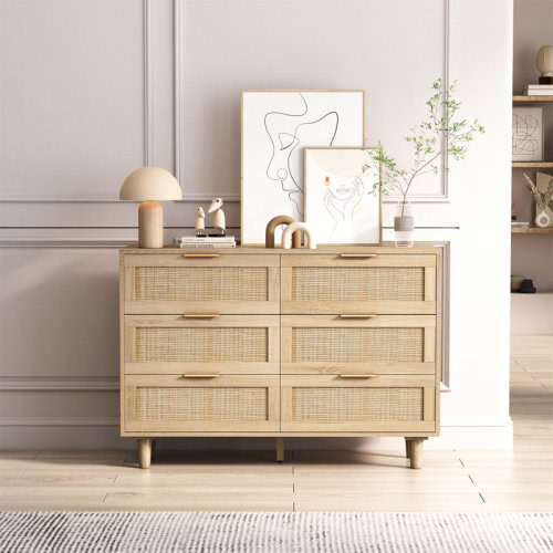 Bayou Breeze 43.31"6-Drawers Rattan Storage Cabinet Rattan Drawer | Wayfair