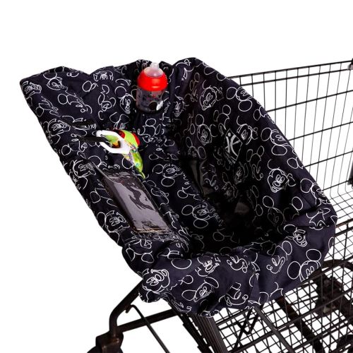 Disney Baby by J.L. Childress Shopping Cart & High Chair Cover - for Baby, Kids, Toddler - Phone Holder and Toy Loops - Extra Large, Universal Grocery Cart Cover - Gender Neutral - Mickey Mouse Black