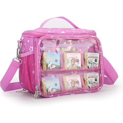 Carrying Case Compatible with Little Tikes Story Dream Machine Books Starter Set,Portable Storage Bag with Handle and Shoulder Strap for Storytime,Little Golden Book,Little Puppy Character (Pink)