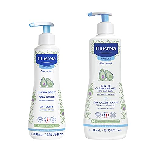 Mustela Baby Bath Time Gift Set - Baby Skin Care Essentials with Natural Ingredients - For Very Sensitive, Eczema-Prone, Normal or Dry Skin