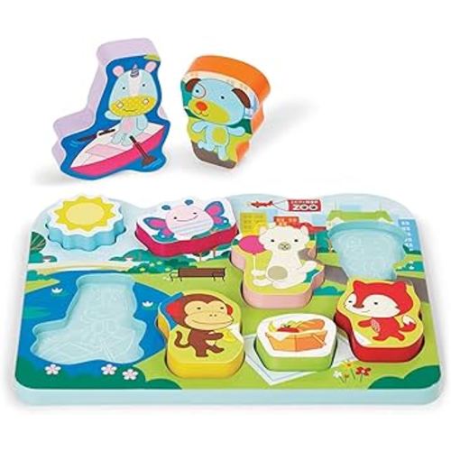 Skip Hop Baby's First Puzzle, Zoo Park Pals, Includes 8 puzzle pieces & puzzle board