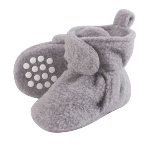 Luvable Friends Baby and Toddler Cozy Fleece Booties, Heather Gray, Size: 0-6 months