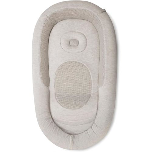 Inglesina Welcome Pod Baby Lounger, Quiet Beige - U.S. Compliant Infant Lounger for 0-8 Months - with Ergonomic Support for Supervised Tummy Time & Play - Breathable Bamboo & Cotton