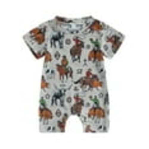 Western Baby Girl Boy Clothes Cow Print Short Sleeve Romper Bodysuit Jumpsuit Summer Outfit