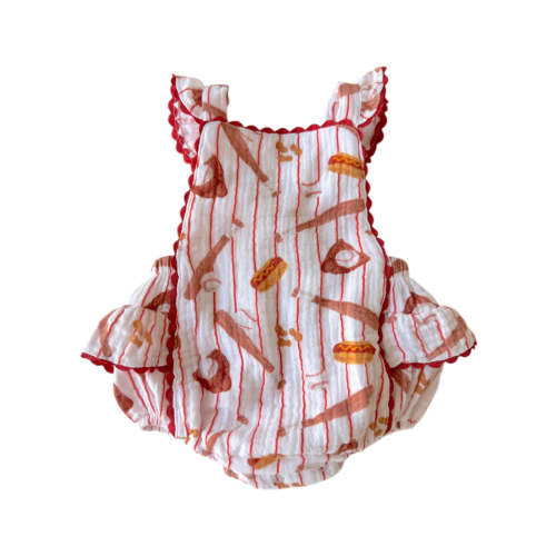 Muslin Ric-Rac Ruffle Sunsuit, Baseball Game