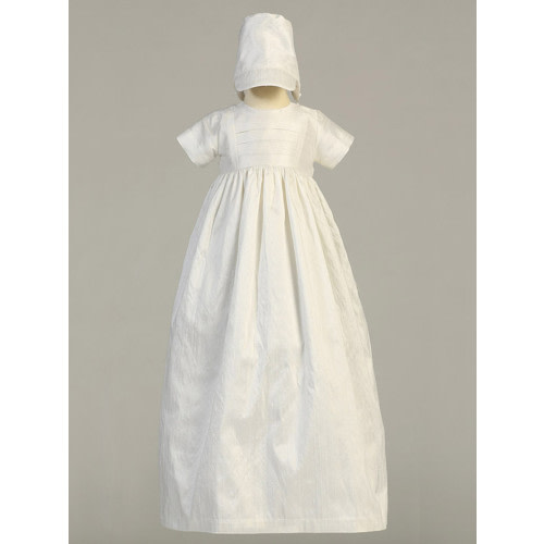 Unisex White Silk Heirloom Christening Gown