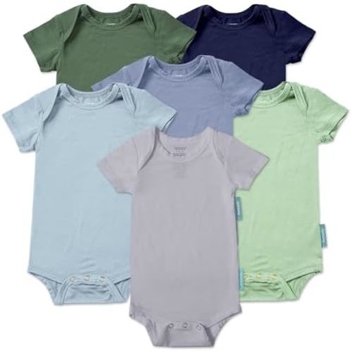 Supersoft Short Sleeve Baby Bodysuits, Premium Bamboo Rayon Bodysuits Unisex Boy Girl White Bodysuit 6-pack