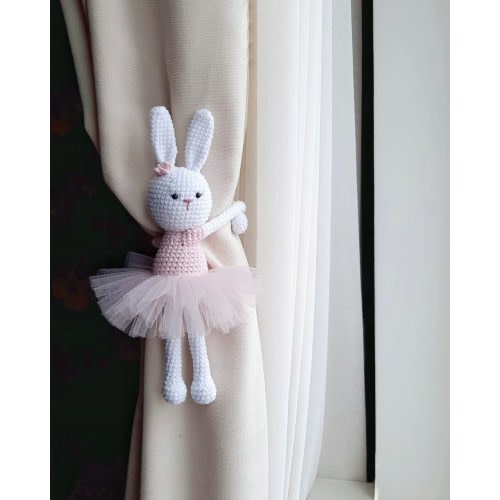 Ballerina bunny curtain tieback Rabbit tie back Nursery animal curtain tie back Bunny tie back Bunny nursery decor Nursery tieback