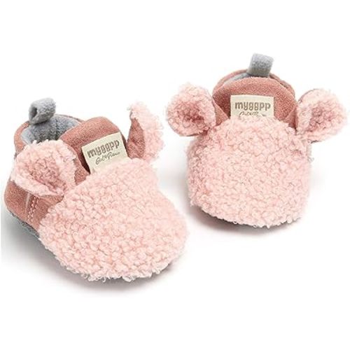 RVROVIC Baby Boys Girls Cozy Fleece Boots with Non Skid Bottom Warm Winter Socks Slippers