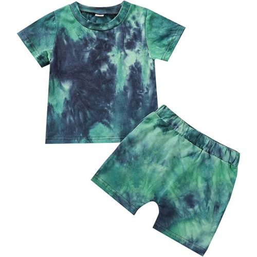 Toddler Baby Boys Outfits Tie Dye T-Shirt and Shorts Suit 2Pcs Summer Clothes Set