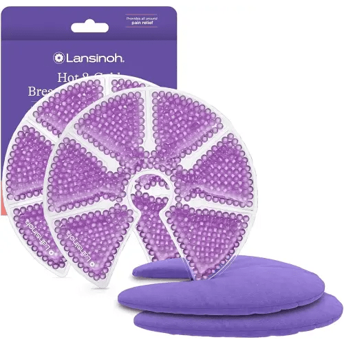 Lansinoh Breast Therapy Packs, Hot and Cold Breast-Pads with 2 Soft Covers, Postpartum Essentials for Nipple Pain Relief, Mastitis, Engorgement, Support for Breastfeeding and Pump Aid, 2 Pack