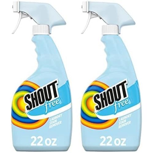 Shout Free Laundry Stain Remover, Active Enzyme Formula is Dye, Fragrance, and Bleach Free, Removes 100+ Types of Stains, including Baby Stains - 22oz Spray (Pack of 2)