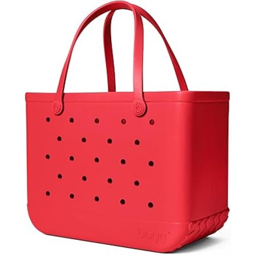 BOGG BAG Original Large Tote – 19” x 14” x 9” – Durable, Washable, Tip-proof – Beach, Pool, Boat, Work, Sports (Off to the Races Red)