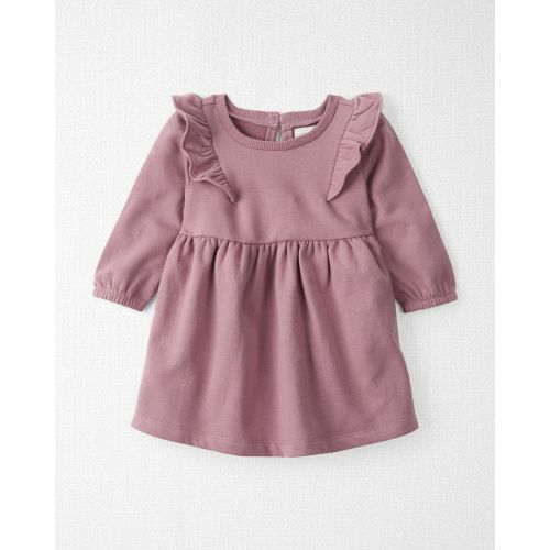 Baby Long-Sleeve Ruffle Dress Made with Organic Cotton in Desert Mauve - Little Planet | Carter's
