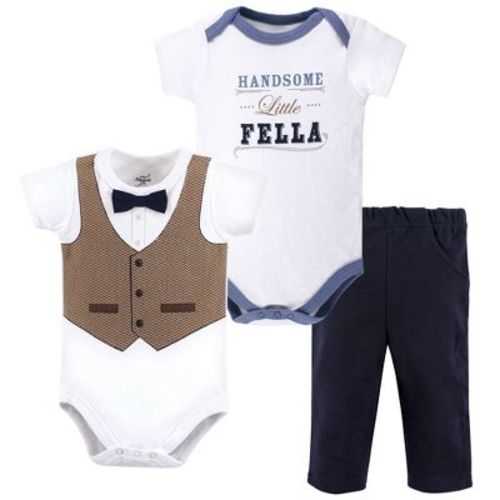 Little Treasure Baby Boy Cotton Bodysuit And Pant Set, Handsome Fella, 9-12 Months