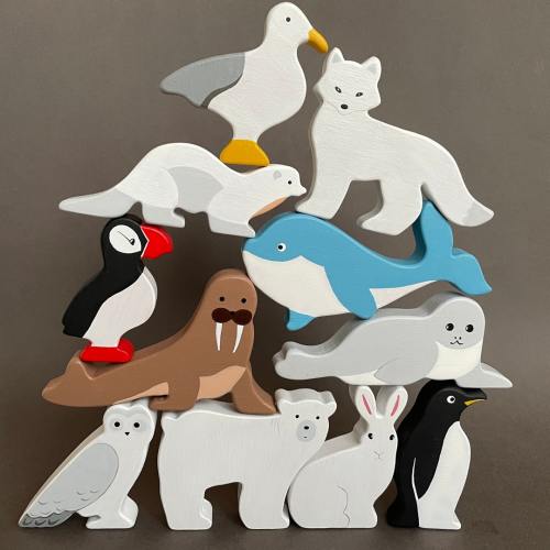 Wooden Waldorf Arctic animals baby 2 years toys figurines