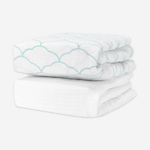 Breathable, Organic Cotton Sheets (2-pack) - Standard / Dreamweaver Moonstone Mist & White