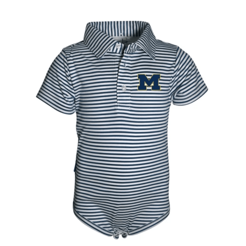 12 Month Michigan Wolverines NAVY Baby Carson Polo Romper - 91970698