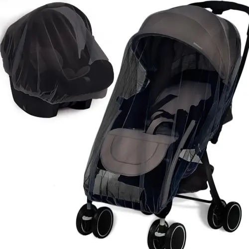Mosquito Net for Stroller - Protective Baby Stroller Mosquito Net 2Pack - Perfect Bug Net for Strollers, Bassinets, Cradles, Playards, Pack N Plays and Portable Mini Crib (Black)