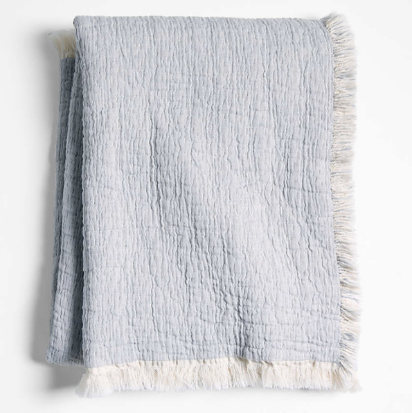 Supersoft Organic Cotton Gauze Smoke Blue Baby Stroller Blanket