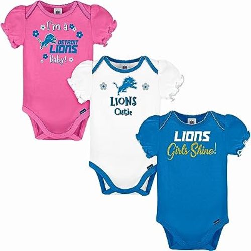 Gerber Baby Girls' NFL Team 3 Pack Short Sleeve Onesie Bodysuit