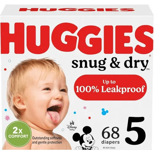 Huggies Size 5 Diapers, Snug & Dry Baby Diapers, Size 5 (27+ lbs), 68 Count, Packaging May Vary