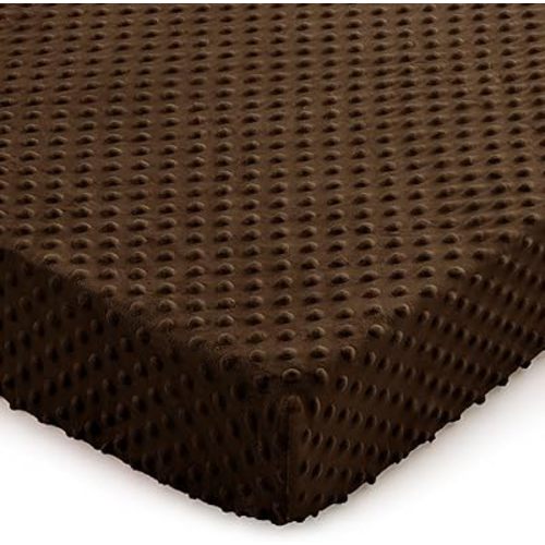 Entisn Minky Dot Fitted Crib Sheet 28x52, Nursery, Chocolate Brown