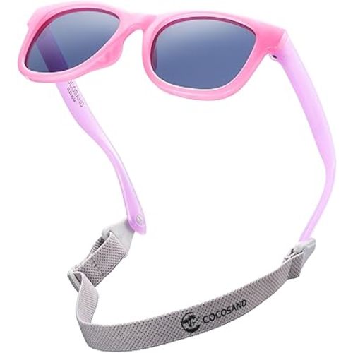 COCOSAND Flexible Polarized Baby Sunglasses with Strap UV Protection for Toddler Infant Girl Boy Age 0-24 Months