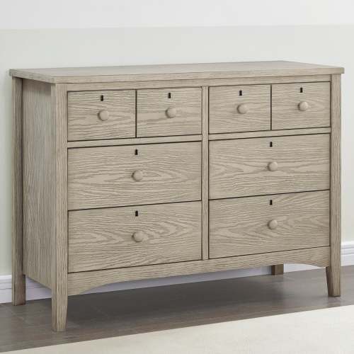 Farmhouse 6 Drawer Dresser With Interlocking Drawers - Textured Limestone