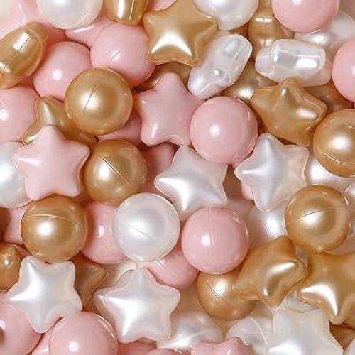 TRENDPLAY Star Ball Pit Balls for Toddlers -50 100 200 Count Star Balls Different Shapes, Non-Toxic Plastic Balls for Safe Play, Boys Girls Festival Party Decoration