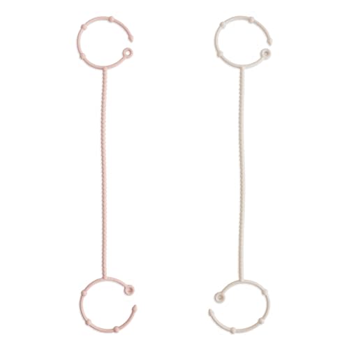 mushie Adjustable Silicone Toy Straps 2-Pack | Baby Accessories Holder for Travel, Stroller, High Chair (Blush/Shifting Sand)