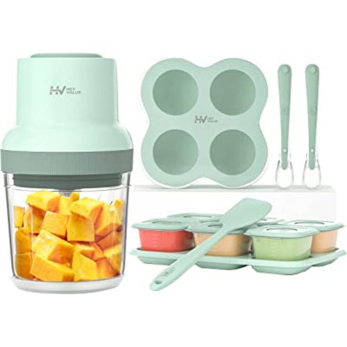 Amazon.com: HEYVALUE Baby Food Maker, 13-in-1 Baby Food Puree Blender for Baby Food, Fruit, Vegatable, Meat, with Food Containers, Baby Food Processor Freezer Tray, Silicone Spoons, Silicone Spatula(Light Green) : Baby