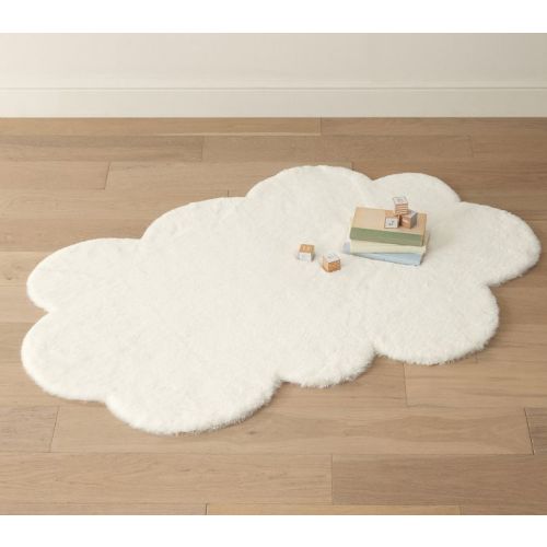 Machine Washable Faux Fur Nursery Cloud Shaped Rug