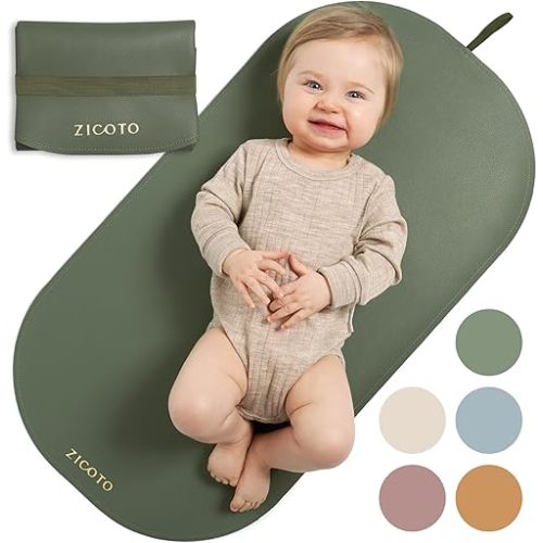 Beautiful Baby Diaper Changing Mat Made of Vegan Leather - Soft and Easy to Wipe Changing Pad for Travel or at Home Use - Lightweight and Foldable Mat That Perfectly Fits Into Any Diaper Bag