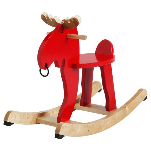 EKORRE Rocking moose - red/rubberwood