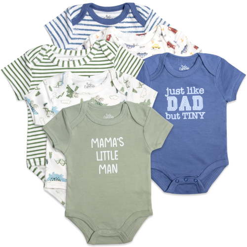 Baby Essentials Baby Boys of 3 Months Mama’s Little Man Just Like Dad 6 Piece Bodysuit Set