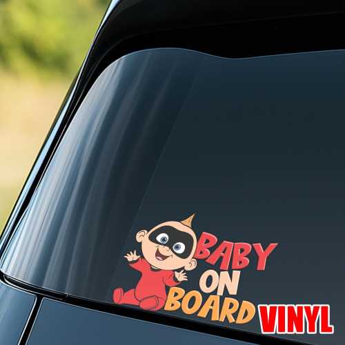 Jack-Jack The Incredibles Baby On Board Peeker Sticker – Cute Disney Pixar Vinyl Car Decal – Funny Incredibles Baby Safety Sign OHWR20