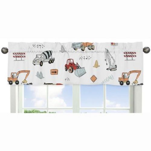 Sweet Jojo Designs Window Valance Treatment 54in. Construction Truck Red Blue And Grey