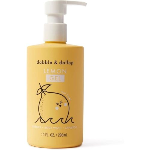 Dabble & Dollop Lemon Body Wash & Shampoo - 3 in 1 Natural Bubble Bath for Kids, USA-Made, Paraben & Sulfate Free, Vegan, Gluten-Free, Tear-Free (10oz)