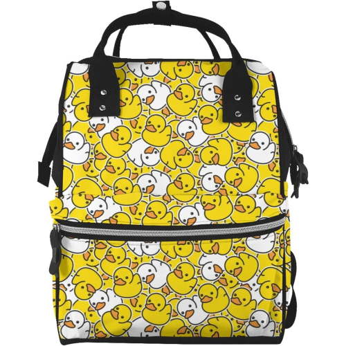 Duck Rubber Diaper Bag Backpack For Baby Girls, Mom Waterproof Large Nappy Bags For Women