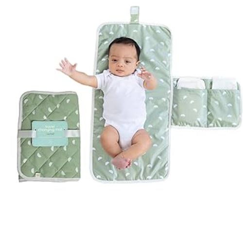 Pearhead Baby Travel Changing Pad, Wipeable and Portable Diaper Changing Mat, Newborn and Infant Changing Pad, Diaper Bag Essential, Sage Green