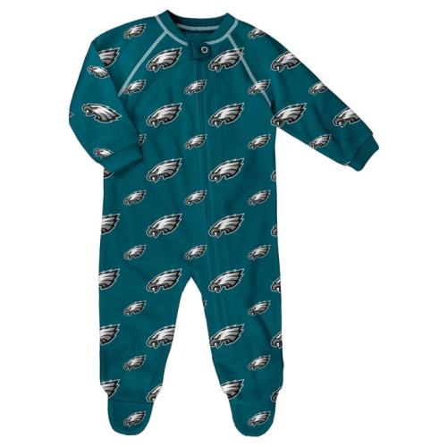 Philadelphia Eagles MIDNIGHTGREEN Baby Raglan Romper Pajamas - 13348271